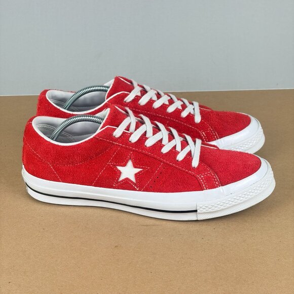Converse One Star Ox Suede Low Top Sneakers Womens 9 Red White Lace Up - Picture 3 of 10